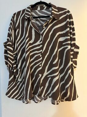 Day + Moon brown zebra print blouse